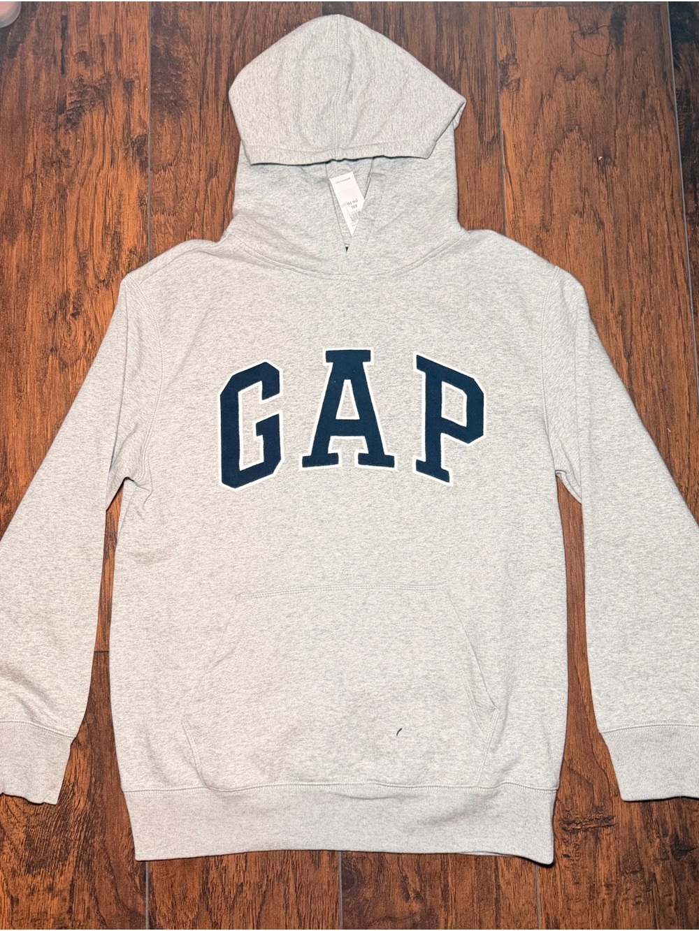 GAP kids Light Gray Hoodie with Navy Logo